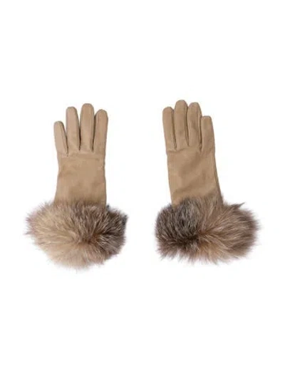 Pre-owned Overland Leather Winter Gloves In Brown