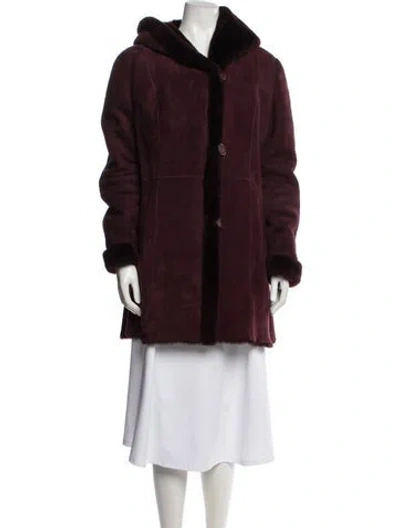 Pre-owned Overland Shearling Faux Fur Coat In Burgundy
