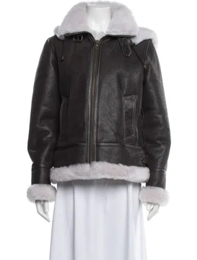 Pre-owned Overland Shearling Faux Fur Jacket In Gray