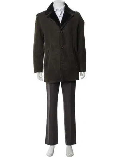 Pre-owned Overland Shearling Overcoat In Green