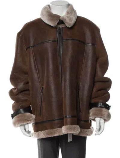 Pre-owned Overland Shearling Puffer Coat In Brown