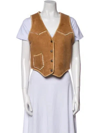 Pre-owned Overland Shearling Vest In Brown