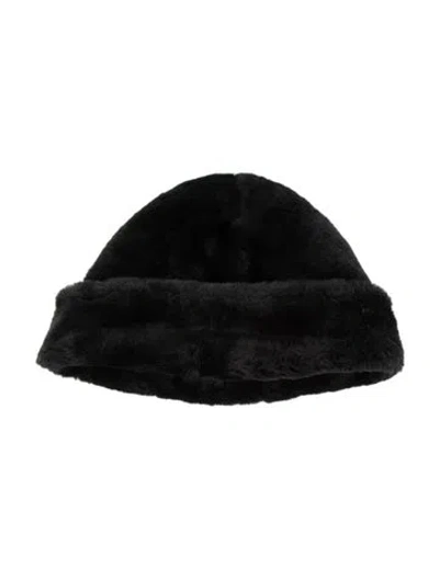 Pre-owned Overland Shearling Winter Hat In Black