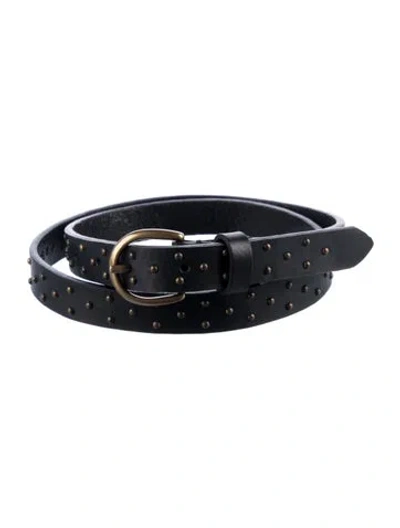Pre-owned Overland Skinny Leather Belt In Black