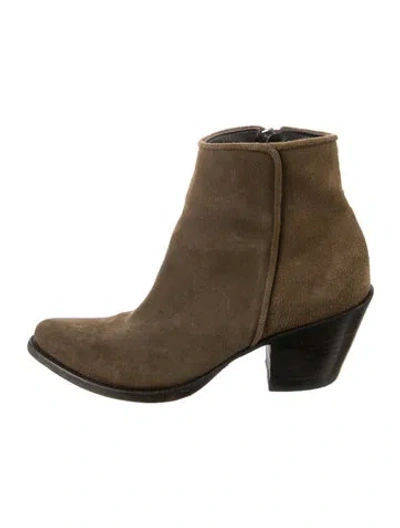 Pre-owned Overland Suede Boots In Green