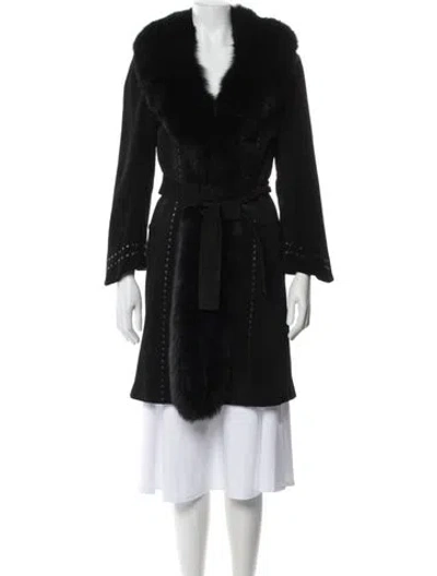 Pre-owned Overland Suede Fur Coat In Black