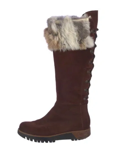 Pre-owned Overland Suede Fur Trim Boots In Multi