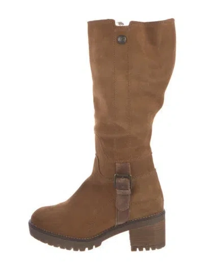 Pre-owned Overland Suede Moto Boots In Brown