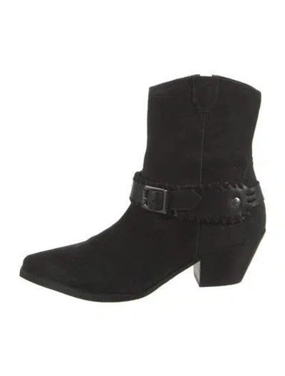 Pre-owned Overland Suede Western Boots In Black