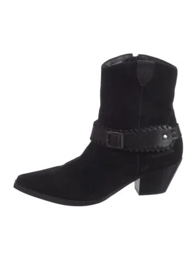 Pre-owned Overland Suede Western Boots In Black