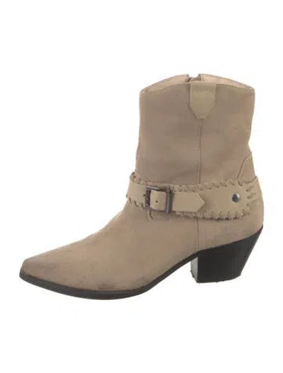 Pre-owned Overland Suede Western Boots In Neutrals