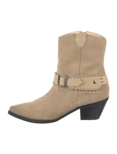Pre-owned Overland Suede Western Boots In Neutrals