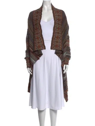 Pre-owned Overland Virgin Wool Patterned Sweater In Brown