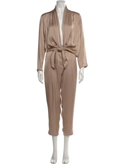 Pre-owned Overlover Cowl Neck Jumpsuit In Neutral