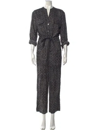 Pre-owned Overlover Paisley Print Jumpsuit In Black