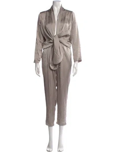 Pre-owned Overlover V-neck Jumpsuit In Gray