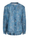 Overlover Woman Shirt Slate Blue Size Xs Cotton In Blue