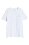 Overnight Angel Crew Blue Graffiti Skull Organic Cotton Graphic T-shirt In White