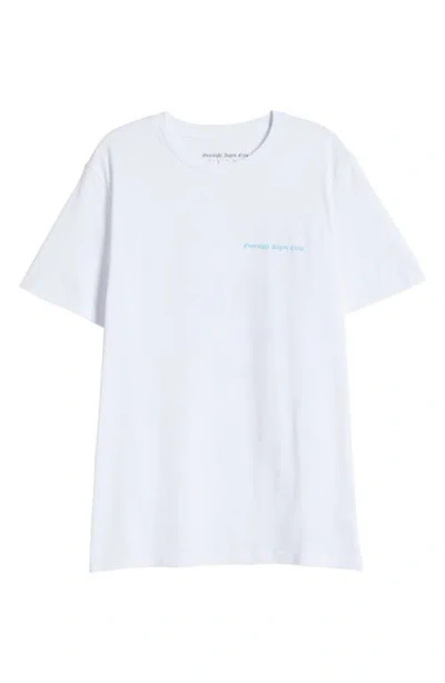 Overnight Angel Crew Blue Graffiti Skull Organic Cotton Graphic T-shirt In White