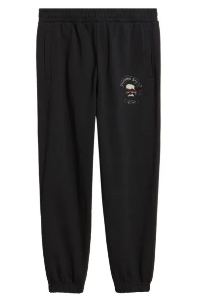 Overnight Angel Crew Graffiti Skull Cotton Sweatpants In Black