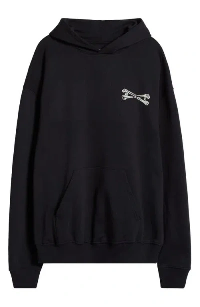 Overnight Angel Crew Skull Cap Oversize Organic Cotton Hoodie In Black