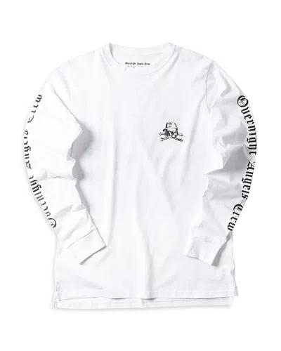 Overnight Angels Crew Long Sleeve Logo Graphic Tee - Exclusive In White