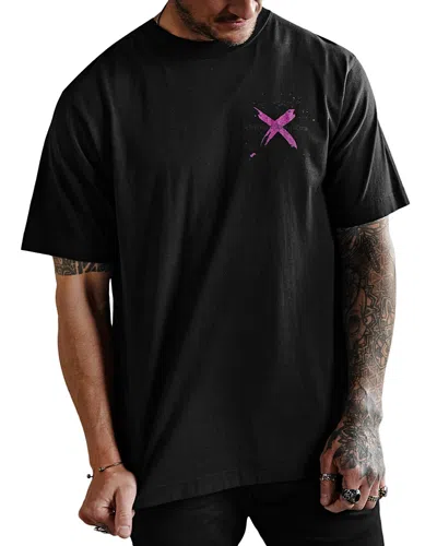Overnight Angels Crew Short Sleeve X Pink Tee In Black