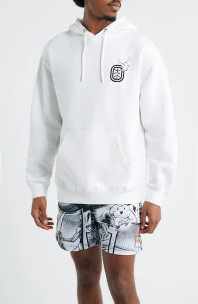 Overtime Anime Graphic Collage Print Hoodie In White