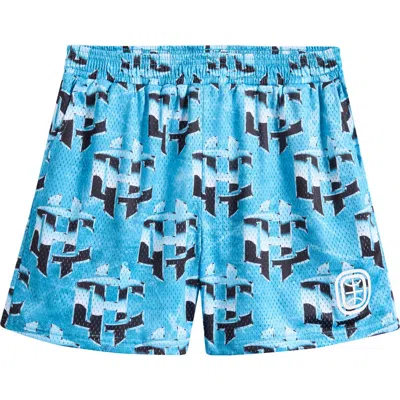 Overtime Cold Hearts Badge Mesh Shorts In Blue