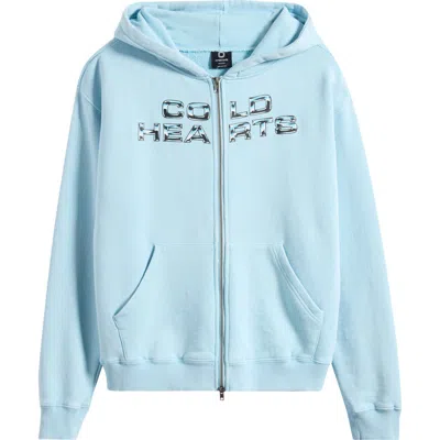 Overtime Cold Hearts Badge Zip Hoodie In Blue