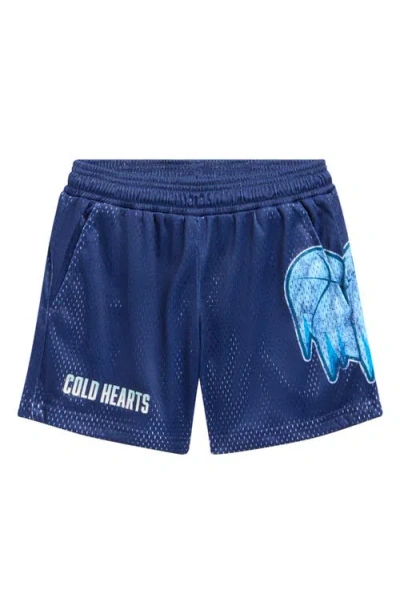 Overtime Kids' Cold Heart Mesh Shorts In Blue