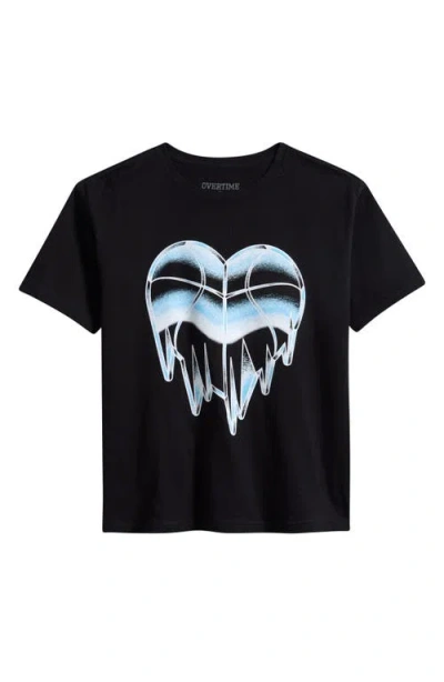 Overtime Kids' Cold Hearts Graphic T-shirt In Black