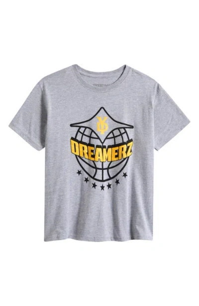 Overtime Kids' Globe Cotton Graphic T-shirt In Gray