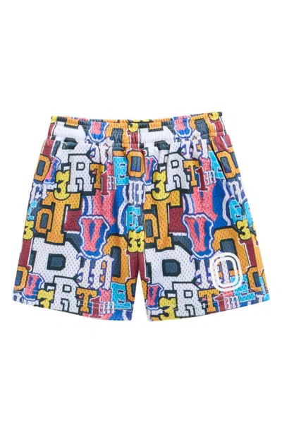 Overtime Kids' Homecoming Varsity Mesh Shorts In Orange Multi