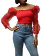 O.vianca Mesh Polka Dot Top In Red In Red