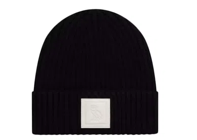 Pre-owned Ovo Leather Patch Beanie In Black