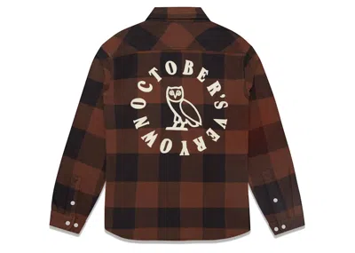Pre-owned Ovo Men's  Buffalo Plaid Flannel Shirt In Brown
