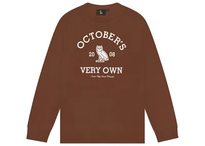 Pre-owned Ovo Men's  Collegiate Crewneck Sweatshirt In Brown