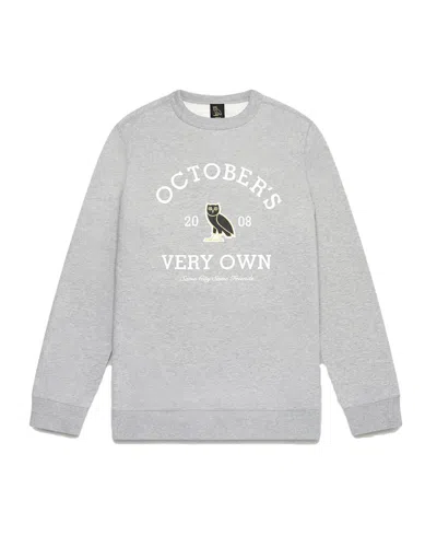 Pre-owned Ovo Men's  Collegiate Crewneck Sweatshirt In Heather Grey In Gray