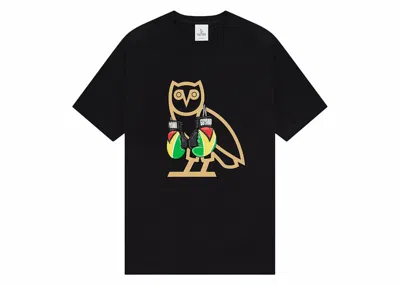 Pre-owned Ovo Men's  Guyana Boxing Gloves Og Owl T-shirt In Black