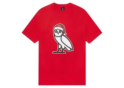 Pre-owned Ovo Men's  Holiday Owl T-shirt In Red