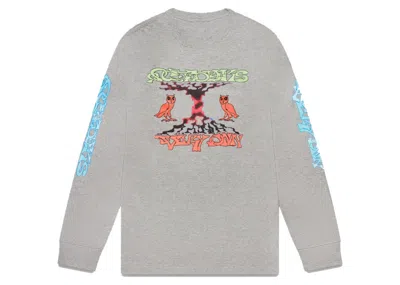 Pre-owned Ovo Men's  Illusion Long Sleeve T-shirt In Grey In Gray