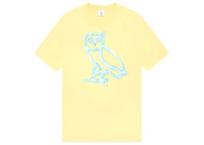Pre-owned Ovo Men's  Liquid Owl T-shirt In Cream
