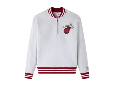 Pre-owned Ovo Men's  Nba Miami Heat Quarterzip Quarter Zip Mockneck Sweatshirt In Ash Heather Grey In Gray