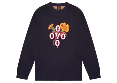 Pre-owned Ovo Men's  Pompom Marigold Sweater In Navy Blue