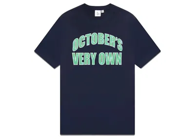 Pre-owned Ovo Men's  Power And Respect Arch T-shirt In Navy Blue