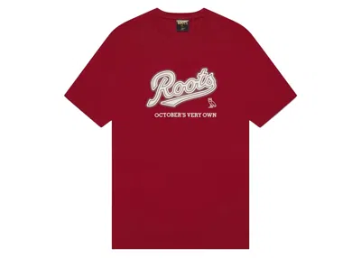 Pre-owned Ovo Men's  Roots Heritage Script T-shirt In Red