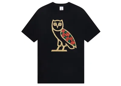 Pre-owned Ovo Men's  Rose Owl T-shirt In Black