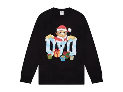 Pre-owned Ovo Men's  Santa Owl Long Sleeve T-shirt In Black