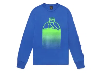 Pre-owned Ovo Men's  Skyline Longsleeve T-shirt In Sapphire In Blue